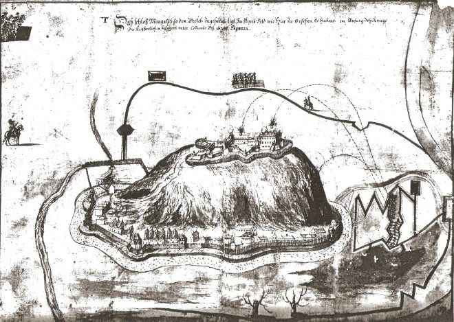 3. Мукачівський замок 1686 р. під час штурму графом Капрарою